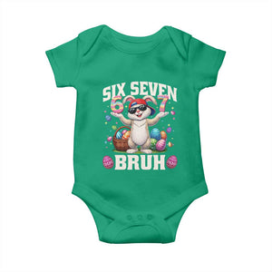 Funny Easter Day Six Seven Bruh Baby Onesie 67 Bunny Easter Eggs TS11 Irish Green Print Your Wear