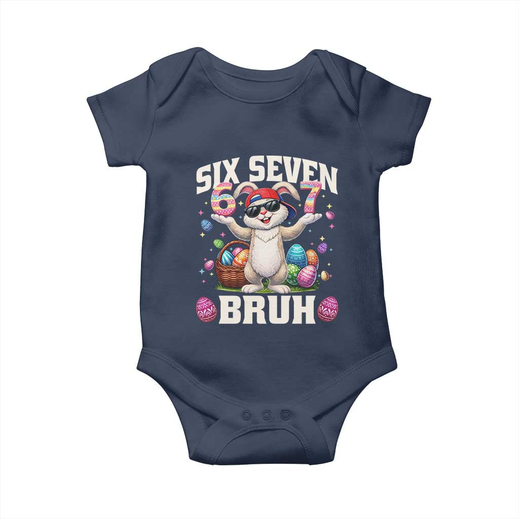 Funny Easter Day Six Seven Bruh Baby Onesie 67 Bunny Easter Eggs TS11 Navy Print Your Wear