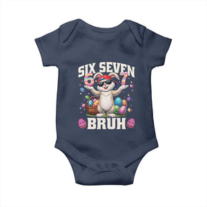 Funny Easter Day Six Seven Bruh Baby Onesie 67 Bunny Easter Eggs TS11 Navy Print Your Wear