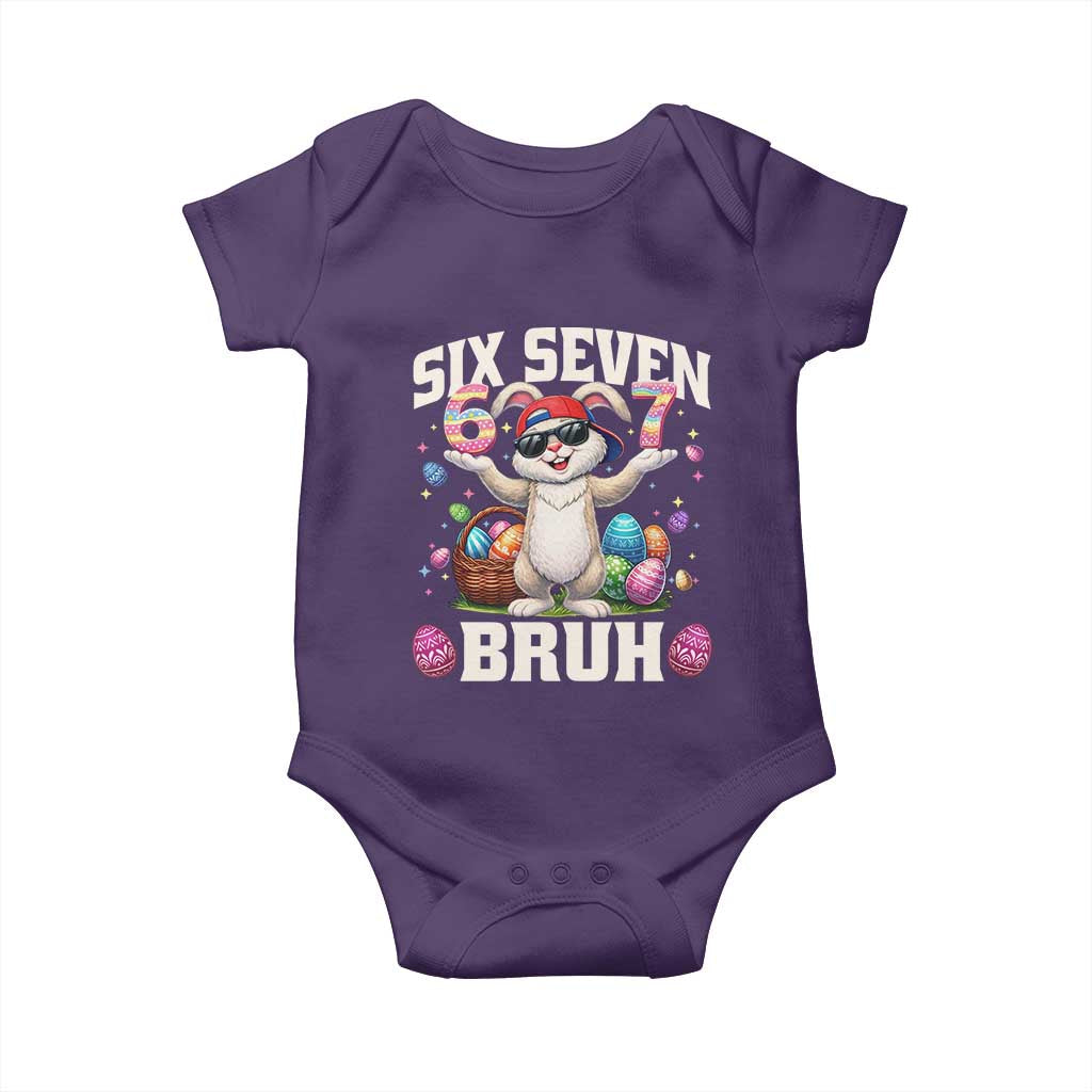 Funny Easter Day Six Seven Bruh Baby Onesie 67 Bunny Easter Eggs TS11 Purple Print Your Wear