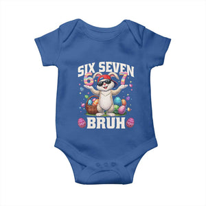 Funny Easter Day Six Seven Bruh Baby Onesie 67 Bunny Easter Eggs TS11 Royal Blue Print Your Wear