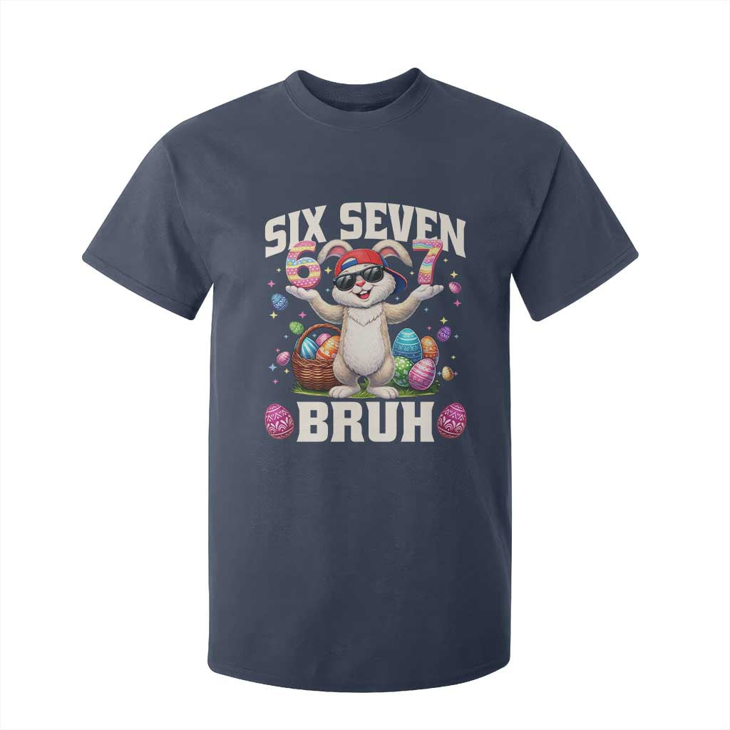 Funny Easter Day Six Seven Bruh T Shirt For Kid 67 Bunny Easter Eggs TS11 Navy Print Your Wear