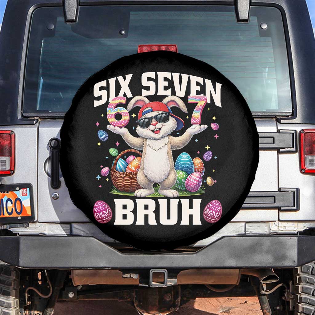 Funny Easter Day Six Seven Bruh Spare Tire Cover 67 Bunny Easter Eggs TS11 No hole Black Print Your Wear