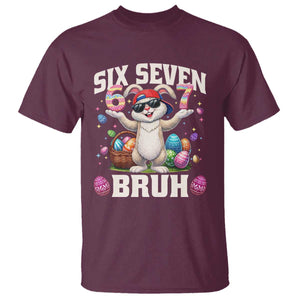Funny Easter Day Six Seven Bruh T Shirt 67 Bunny Easter Eggs TS11 Maroon Print Your Wear