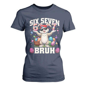 Funny Easter Day Six Seven Bruh T Shirt For Women 67 Bunny Easter Eggs TS11 Navy Print Your Wear
