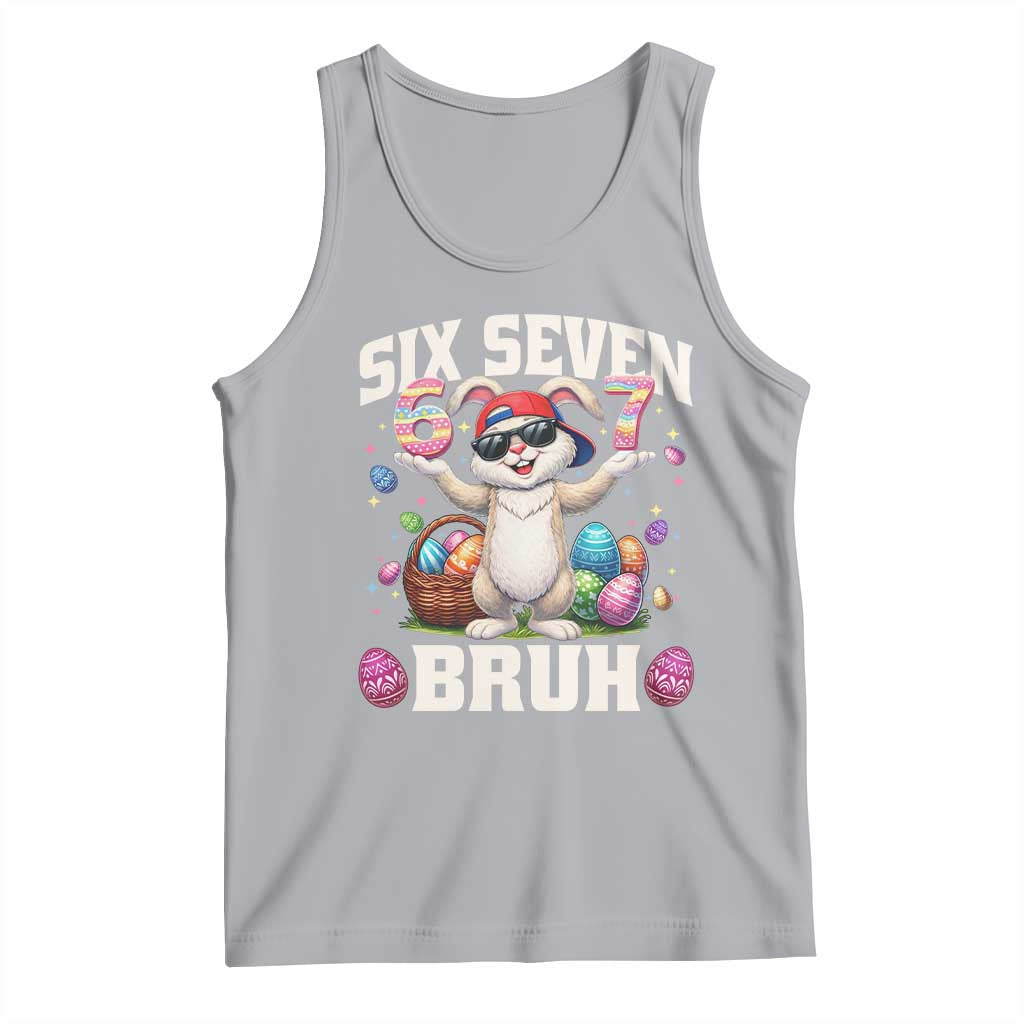 Funny Easter Day Six Seven Bruh Tank Top 67 Bunny Easter Eggs TS11 Athletic Heather Print Your Wear