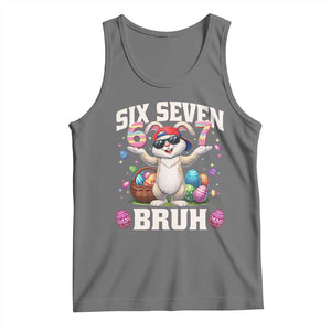 Funny Easter Day Six Seven Bruh Tank Top 67 Bunny Easter Eggs TS11 Black Heather Print Your Wear
