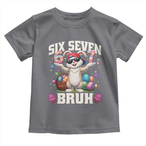 Funny Easter Day Six Seven Bruh Toddler T Shirt 67 Bunny Easter Eggs TS11 Charcoal Print Your Wear