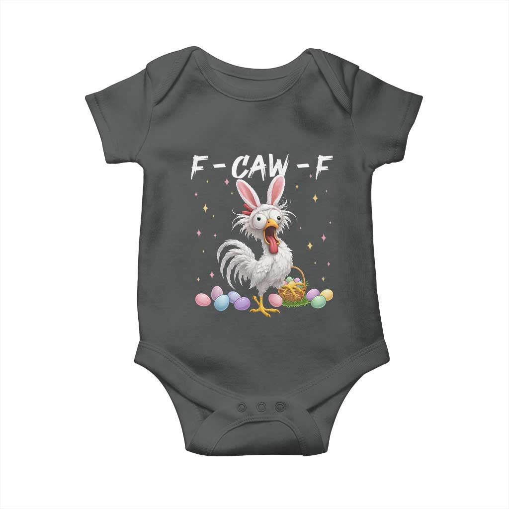 Funny Easter Day F Caw F Chicken Bunny Rooster Meme Baby Onesie TS11 Dark Heather Print Your Wear