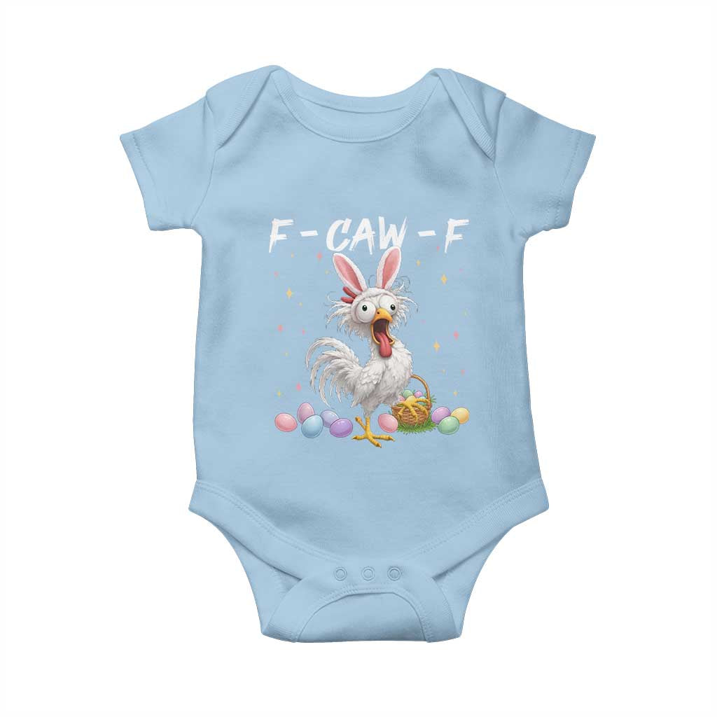 Funny Easter Day F Caw F Chicken Bunny Rooster Meme Baby Onesie TS11 Light Blue Print Your Wear