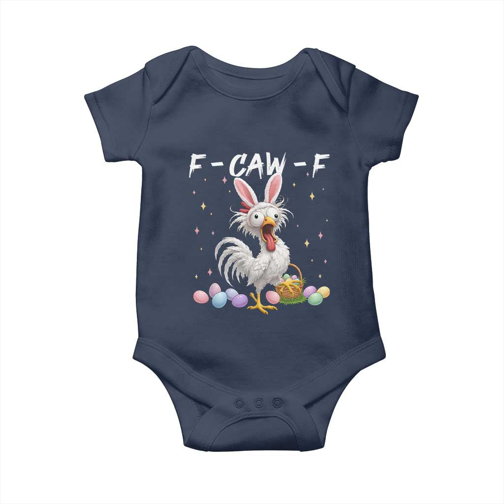 Funny Easter Day F Caw F Chicken Bunny Rooster Meme Baby Onesie TS11 Navy Print Your Wear