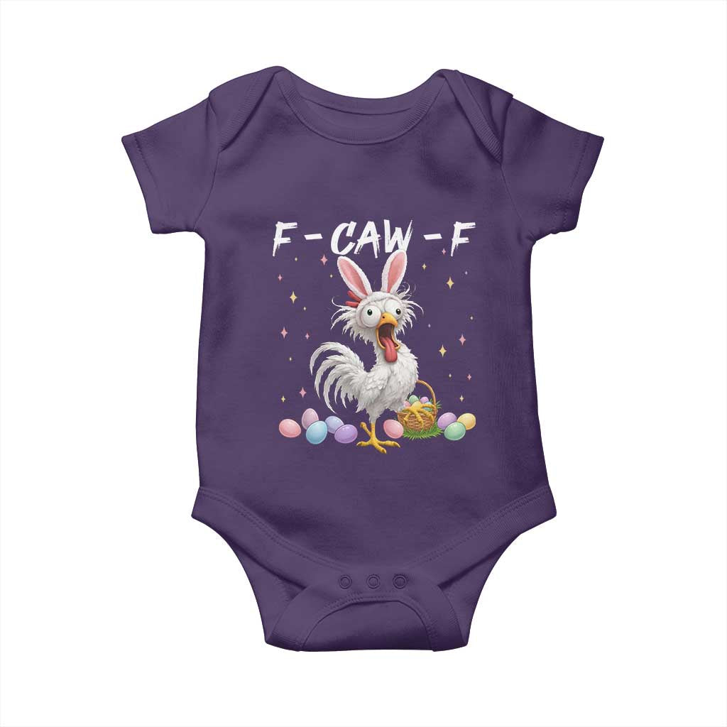 Funny Easter Day F Caw F Chicken Bunny Rooster Meme Baby Onesie TS11 Purple Print Your Wear