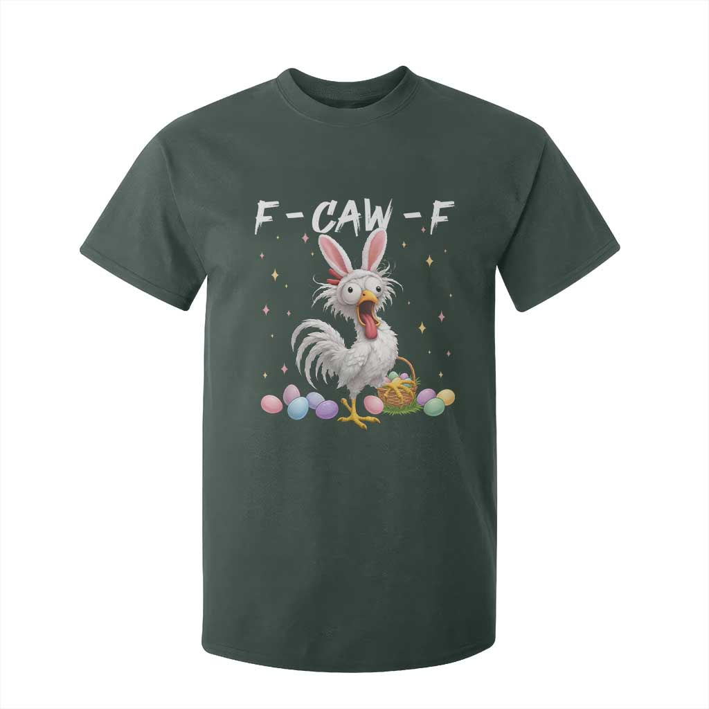 Funny Easter Day F Caw F Chicken Bunny Rooster Meme T Shirt For Kid TS11 Dark Forest Green Print Your Wear