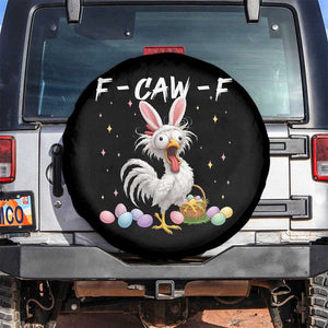 Funny Easter Day F Caw F Chicken Bunny Rooster Meme Spare Tire Cover TS11 No hole Black Print Your Wear