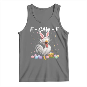 Funny Easter Day F Caw F Chicken Bunny Rooster Meme Tank Top TS11 Black Heather Print Your Wear