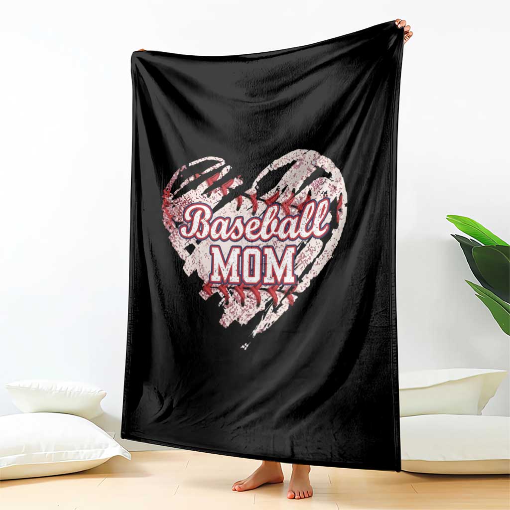 Baseball Mom Throw Blanket Baseball Mama Life Game Day Vintage Heart TS11 Print Your Wear