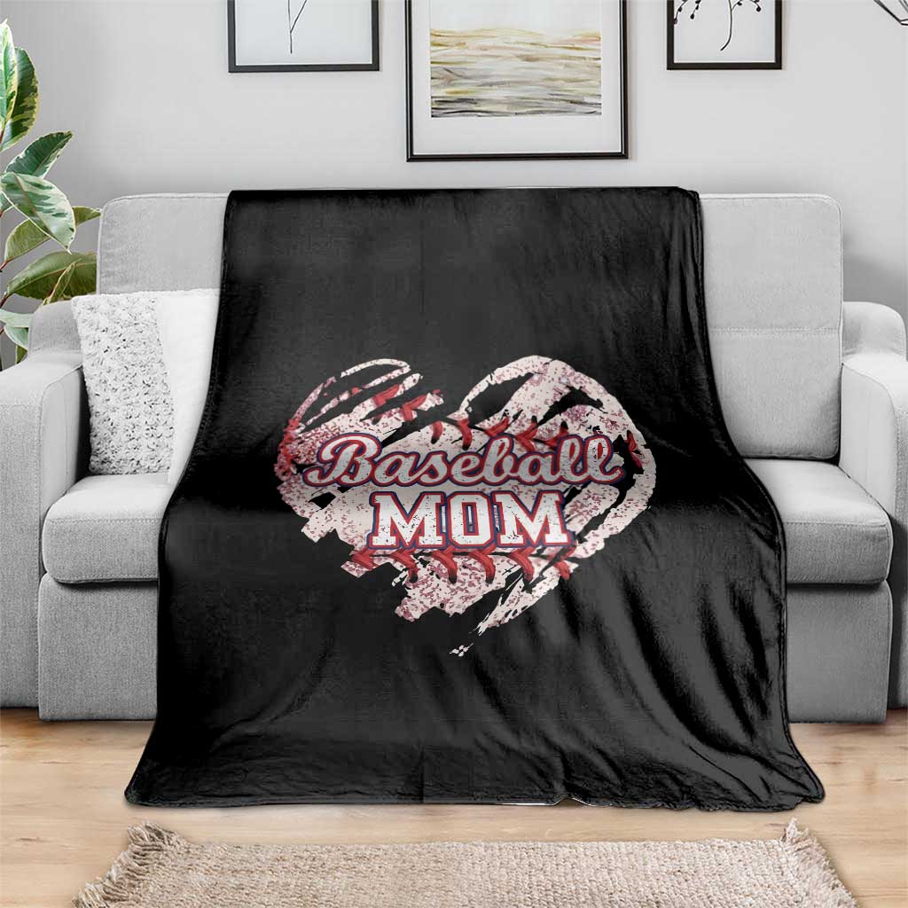 Baseball Mom Throw Blanket Baseball Mama Life Game Day Vintage Heart TS11 Print Your Wear