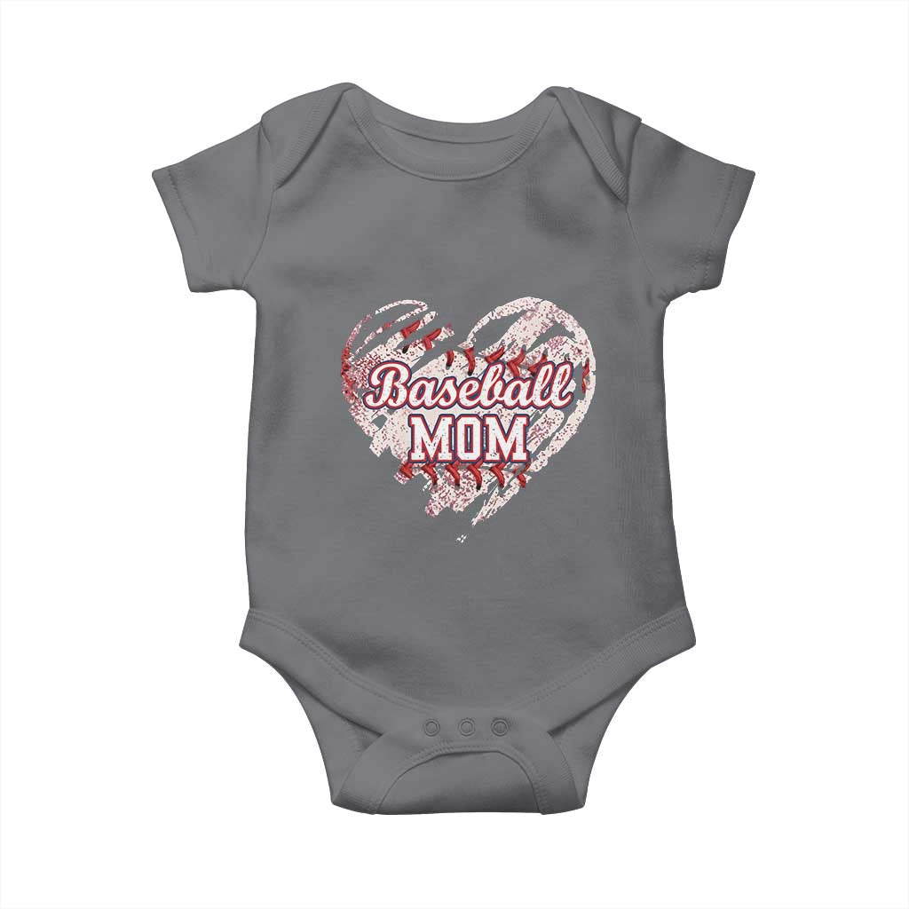 Baseball Mom Baby Onesie Baseball Mama Life Game Day Vintage Heart TS11 Charcoal Print Your Wear