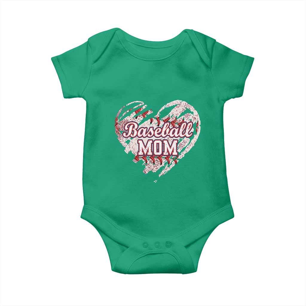 Baseball Mom Baby Onesie Baseball Mama Life Game Day Vintage Heart TS11 Irish Green Print Your Wear