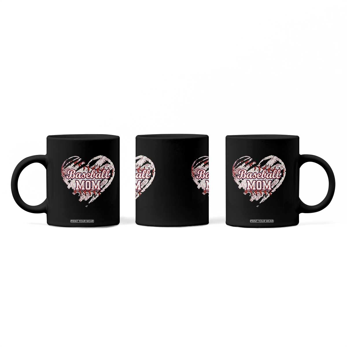 Baseball Mom Coffee Mug Baseball Mama Life Game Day Vintage Heart TS11 Print Your Wear