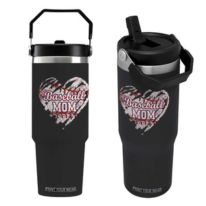 Baseball Mom Flip Straw Tumbler Baseball Mama Life Game Day Vintage Heart TS11 One Size: 30 oz Black Print Your Wear