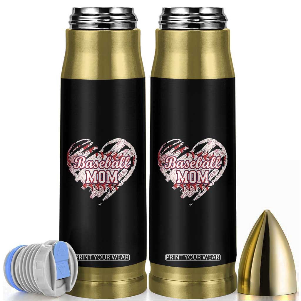 Baseball Mom Bullet Tumbler Baseball Mama Life Game Day Vintage Heart TS11 Black Print Your Wear