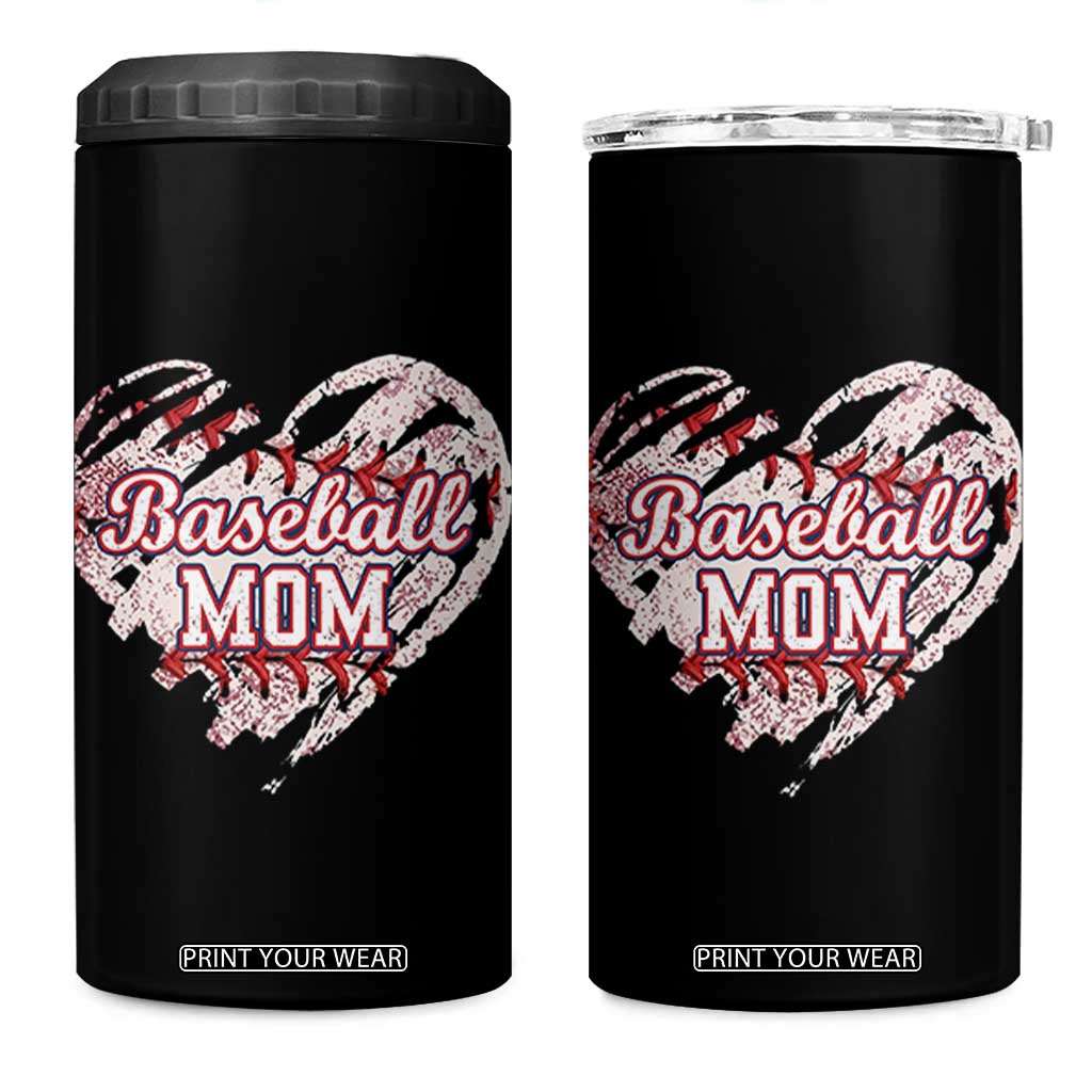 Baseball Mom 4 in 1 Can Cooler Tumbler Baseball Mama Life Game Day Vintage Heart TS11 One Size: 16 oz Black Print Your Wear