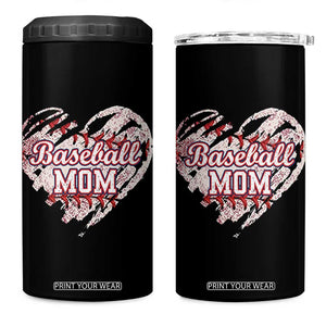 Baseball Mom 4 in 1 Can Cooler Tumbler Baseball Mama Life Game Day Vintage Heart TS11 One Size: 16 oz Black Print Your Wear