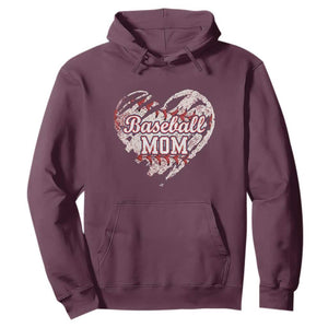 Baseball Mom Hoodie Baseball Mama Life Game Day Vintage Heart TS11 Maroon Print Your Wear