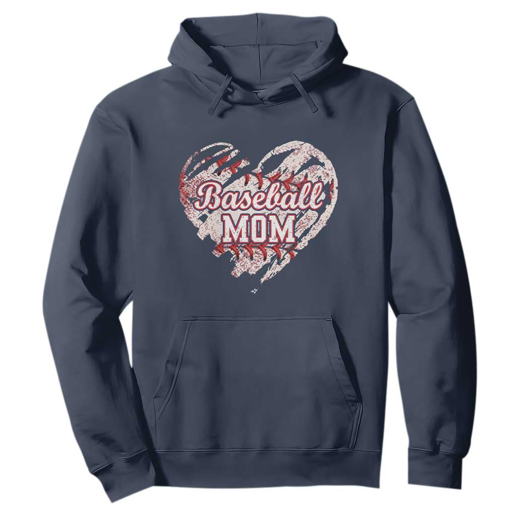 Baseball Mom Hoodie Baseball Mama Life Game Day Vintage Heart TS11 Navy Print Your Wear