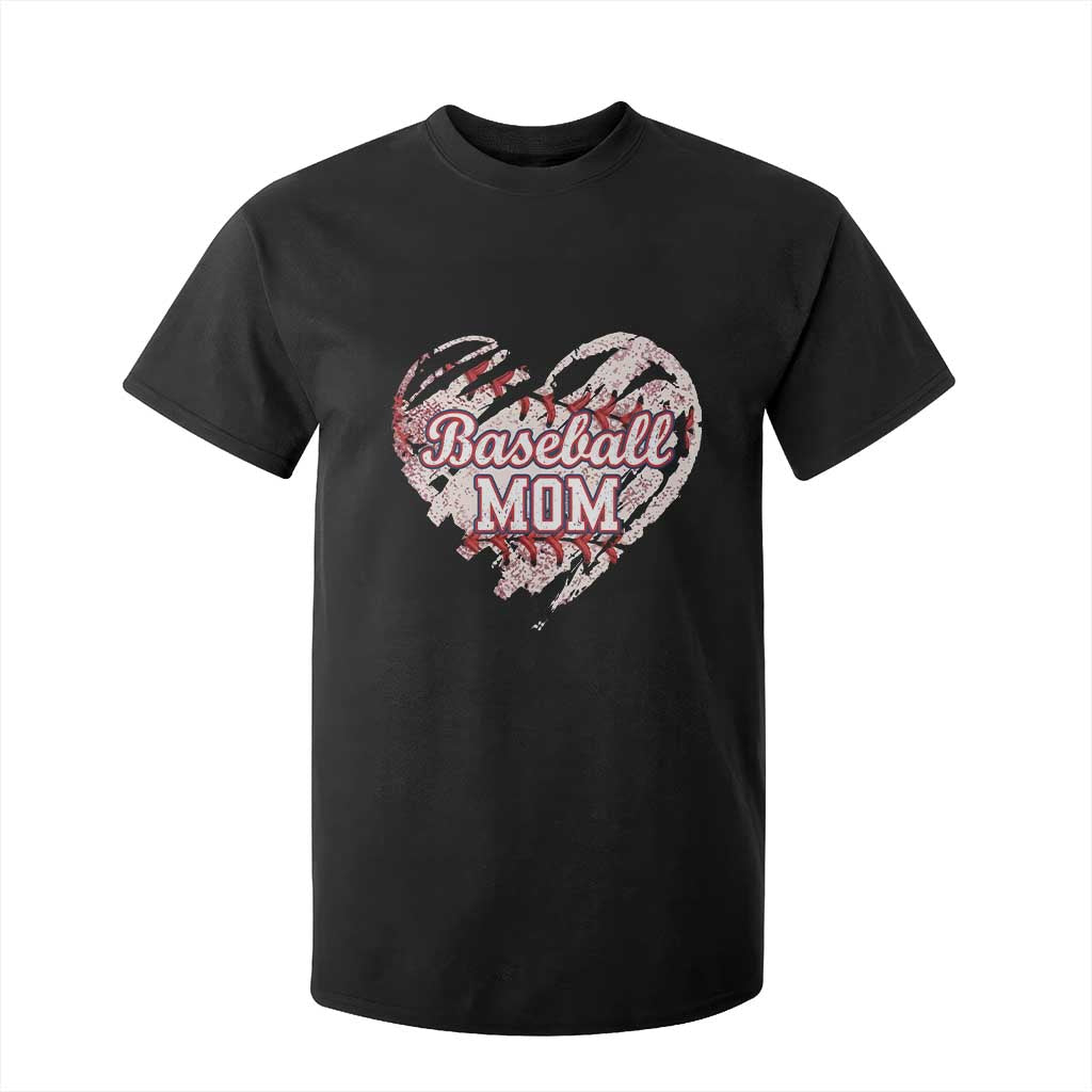 Baseball Mom T Shirt For Kid Baseball Mama Life Game Day Vintage Heart TS11 Black Print Your Wear
