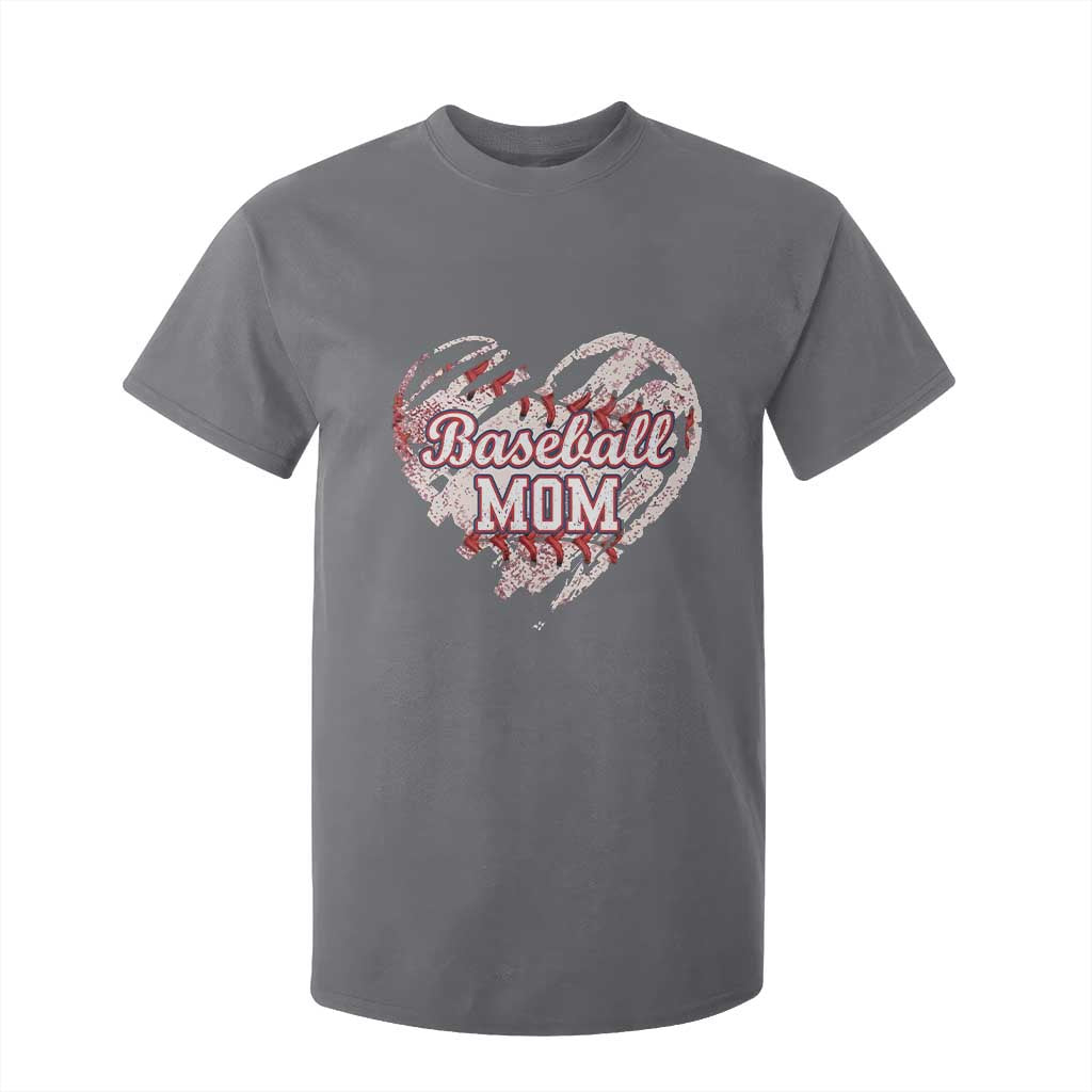 Baseball Mom T Shirt For Kid Baseball Mama Life Game Day Vintage Heart TS11 Charcoal Print Your Wear