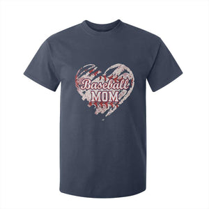 Baseball Mom T Shirt For Kid Baseball Mama Life Game Day Vintage Heart TS11 Navy Print Your Wear