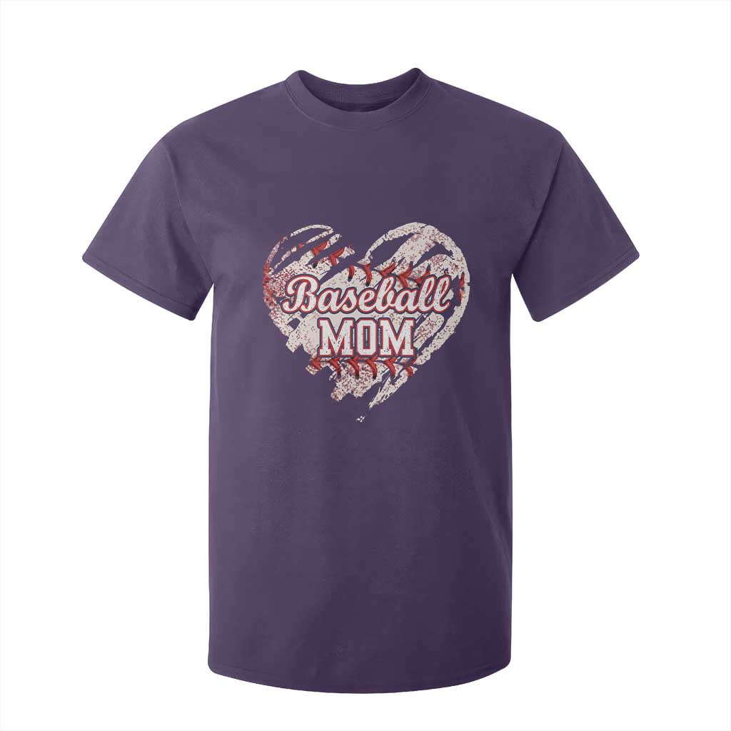 Baseball Mom T Shirt For Kid Baseball Mama Life Game Day Vintage Heart TS11 Purple Print Your Wear