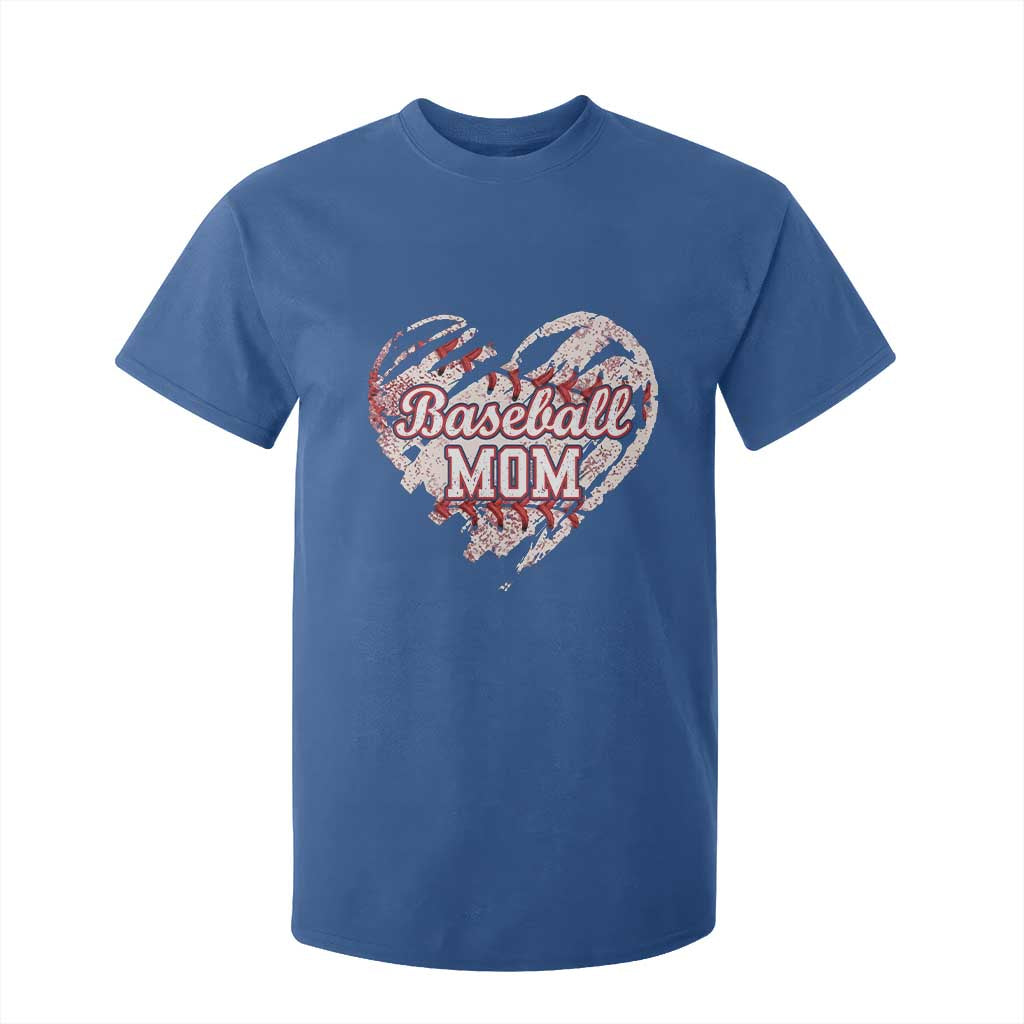 Baseball Mom T Shirt For Kid Baseball Mama Life Game Day Vintage Heart TS11 Royal Blue Print Your Wear