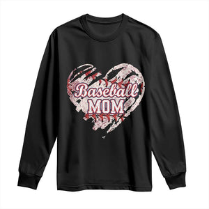 Baseball Mom Long Sleeve Shirt Baseball Mama Life Game Day Vintage Heart TS11 Black Print Your Wear