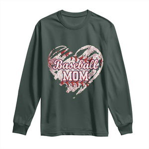 Baseball Mom Long Sleeve Shirt Baseball Mama Life Game Day Vintage Heart TS11 Dark Forest Green Print Your Wear
