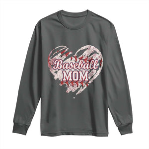 Baseball Mom Long Sleeve Shirt Baseball Mama Life Game Day Vintage Heart TS11 Dark Heather Print Your Wear