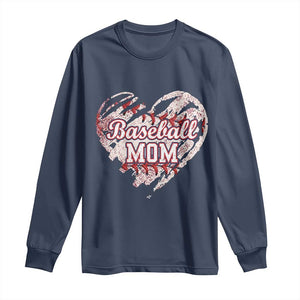 Baseball Mom Long Sleeve Shirt Baseball Mama Life Game Day Vintage Heart TS11 Navy Print Your Wear