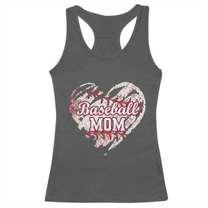 Baseball Mom Racerback Tank Top Baseball Mama Life Game Day Vintage Heart TS11 Dark Heather Print Your Wear