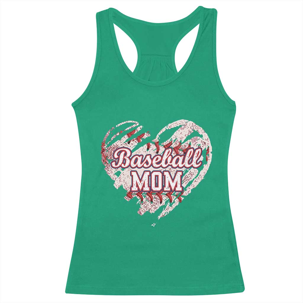 Baseball Mom Racerback Tank Top Baseball Mama Life Game Day Vintage Heart TS11 Irish Green Print Your Wear