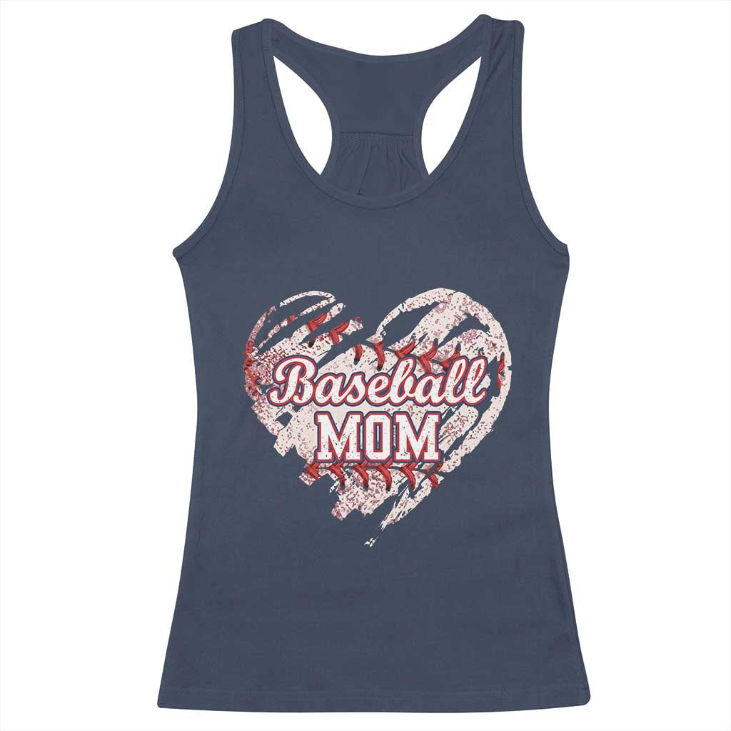 Baseball Mom Racerback Tank Top Baseball Mama Life Game Day Vintage Heart TS11 Navy Print Your Wear