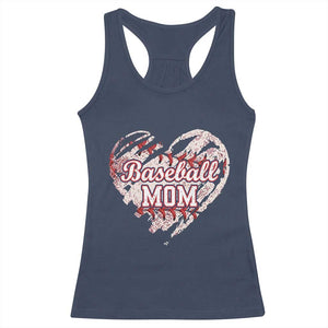 Baseball Mom Racerback Tank Top Baseball Mama Life Game Day Vintage Heart TS11 Navy Print Your Wear