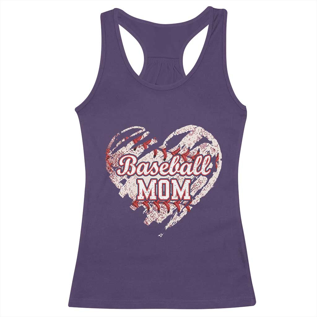 Baseball Mom Racerback Tank Top Baseball Mama Life Game Day Vintage Heart TS11 Purple Print Your Wear