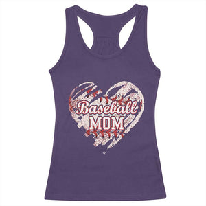 Baseball Mom Racerback Tank Top Baseball Mama Life Game Day Vintage Heart TS11 Purple Print Your Wear