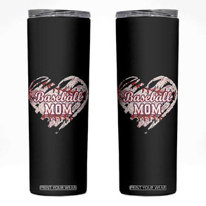 Baseball Mom Skinny Tumbler Baseball Mama Life Game Day Vintage Heart TS11 Black Print Your Wear