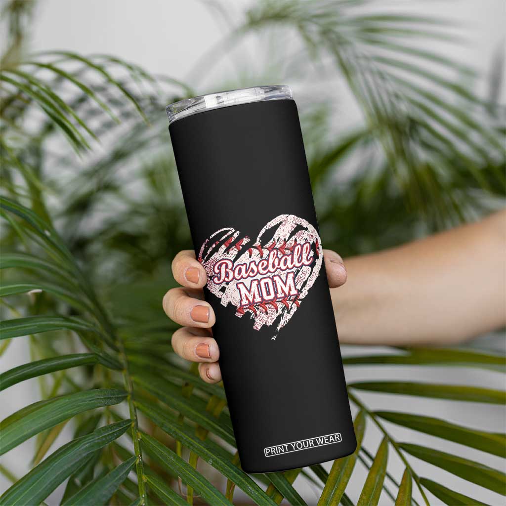 Baseball Mom Skinny Tumbler Baseball Mama Life Game Day Vintage Heart TS11 Print Your Wear
