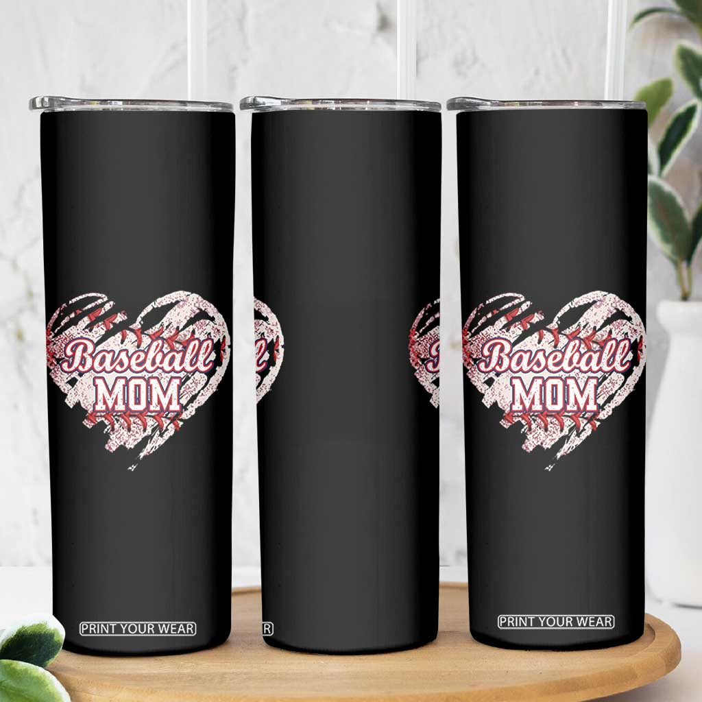 Baseball Mom Skinny Tumbler Baseball Mama Life Game Day Vintage Heart TS11 Print Your Wear