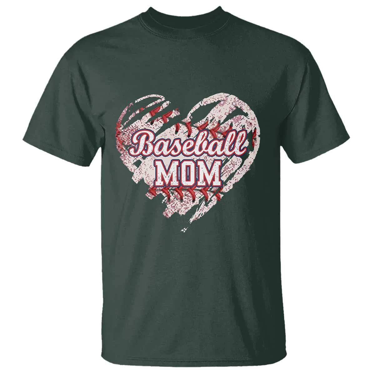 Baseball Mom T Shirt Baseball Mama Life Game Day Vintage Heart TS11 Dark Forest Green Print Your Wear