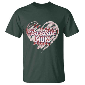 Baseball Mom T Shirt Baseball Mama Life Game Day Vintage Heart TS11 Dark Forest Green Print Your Wear